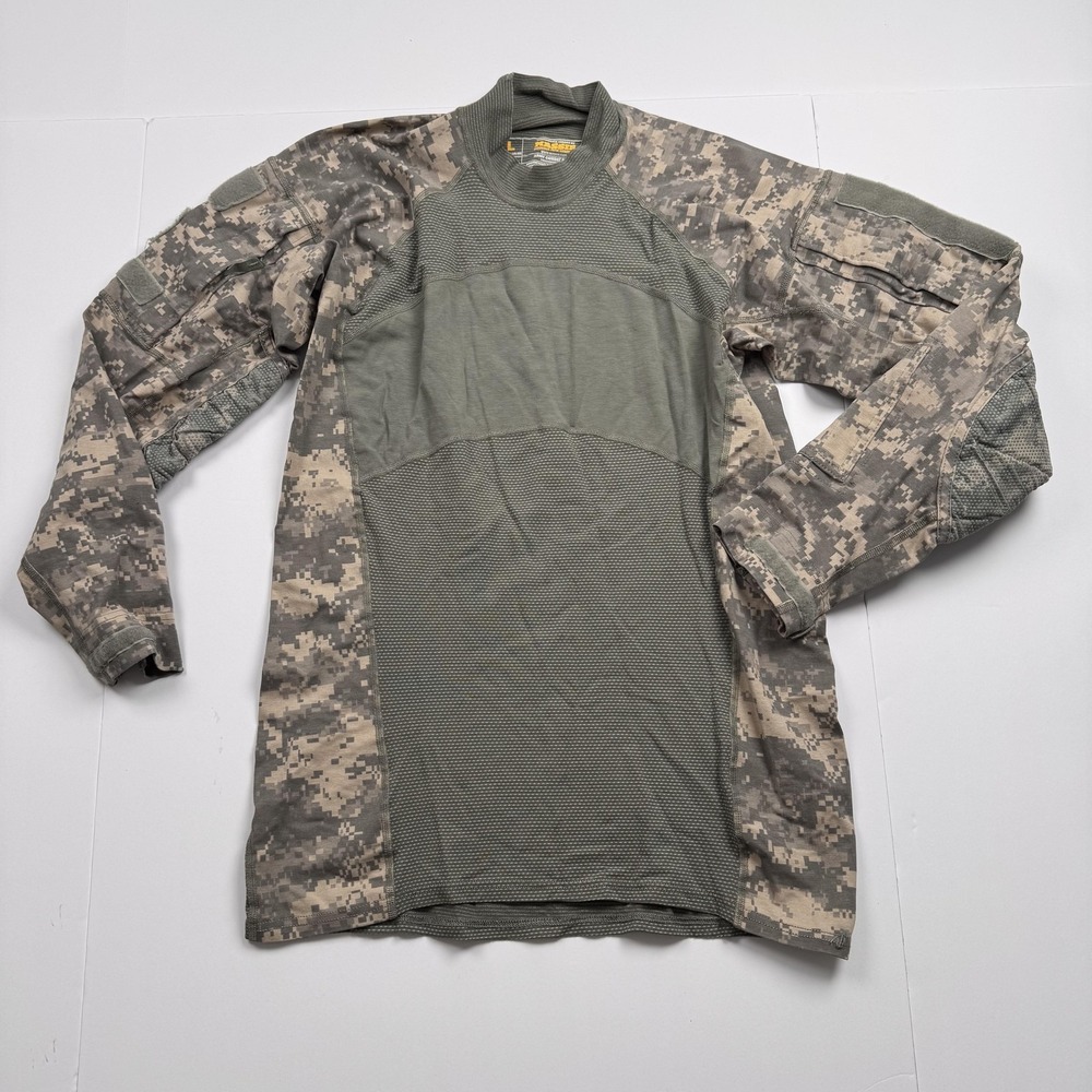 Massif Army Combat Shirt Mens Large Green ACU Camo FR Tactical Long Sleeve
